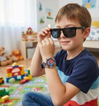Kit Relógio Infantil Digital Meninos Pisca Luz Led Personagem Homem Aranha Mais óculos de Sol quadrado preto Flexível Kit Relógio Infantil Digital Meninos Pisca Luz Led Personagem Homem Aranha Mais óculos de Sol quadrado preto Flexível