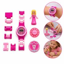 Kit relogio infantil digital para meninas com mini boneca acessorios montar pulseira removivel educativo presente crianc Kit relogio infantil digital para meninas com mini boneca acessorios montar pulseira removivel educativo presente crianc