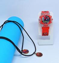 Kit Relógio Infantil Digital Pisca Led + Colar Duplo Amizade Meninas Meninos Best Friends Super Heróis Divertidamente