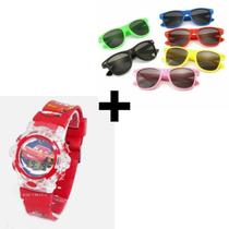 Kit Relógio Infantil Digital Pisca Luz + Óculos de Sol Moda