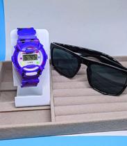 Kit Relógio Infantil Digital Sport Watch Colorido Menino/Menina + Óculos de Sol Flexivel Quadrado para Crianças