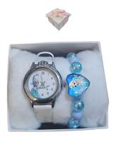 Kit Relógio Infantil Frozen Natal Flocos De Neve E Pulseira