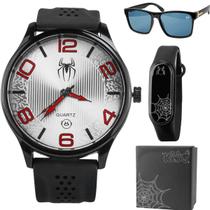 Kit Relógio Infantil homem aranha herói garantia +oculos - Orizom