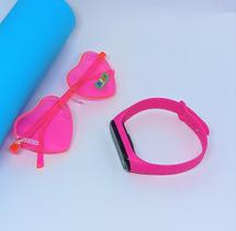 Kit Relógio Infantil Led Bracelete Silicone Ajustável Esporte + Óculos de sol Coração Flexível Luxo Verão 2024 Tendência
