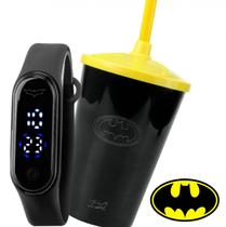 Kit Relógio Infantil LED + Copo Super Herói Personalizado - Orizom