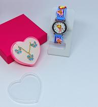 kit Relógio Infantil Menina Analógico Redondo Quartz Desenho animados 3D + Conjunto Colar e Brincos + caixa Lembrancinha kit Relógio Infantil Menina Analógico Redondo Quartz Desenho animados 3D + Conjunto Colar e Brincos + caixa Lembrancinha