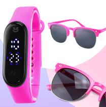 Kit Relógio Infantil premium bracelete rosa +oculos envio