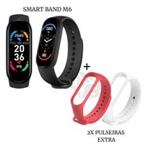 Kit Relógio Inteligente Digital M6 Fit Saúde Unissex + 2 Pulseiras Extra - Smart Band