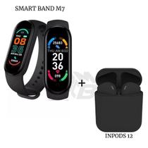 Kit Relógio Inteligente Digital smart band Inteligente M7 + Fone inPods 12 Bluetooth