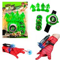 Kit Relógio Lança Discos Ben 10 e Luva Spiderman C/ Dardos