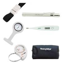 Kit Relogio Lapela, Garrote, Lanterna Bioland, Termometro Axilar Digital Trena E Estojo - 6 Peças