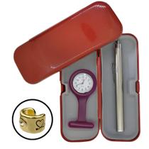 Kit Relogio Lapela + Lanterna + Estojo Estagio Enfermagem