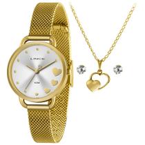 Kit Relógio Lince Feminino LRGH159L KP00 + Colar e Brincos