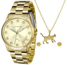 Kit Relogio Lince Feminino Lrgj063l Kt30 Dourado Oferta