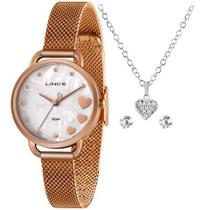 Kit Relógio Lince Feminino LRRH159L K024 + Colar e Brincos