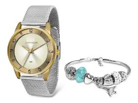 Kit Relogio Lince Feminino Lrt4598l Kw29 Dourado + Bracelete Kit Relogio Lince Feminino Lrt4598l Kw29 Dourado + Bracelete