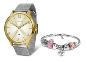 Kit Relogio Lince Feminino Lrt4599l Kw31 Dourado Prateado Kit Relogio Lince Feminino Lrt4599l Kw31 Dourado Prateado