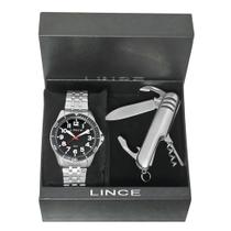 Kit Relogio Lince Masculino Prateado Com Números MRMM008L46