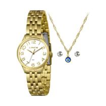 Kit Relógio Lince Mini Dourado Feminino LRGH196L30