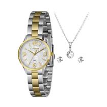 Kit Relógio Lince Mini Prata e Dourado Feminino LRTH195L30