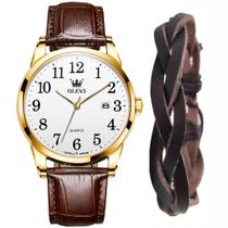 Kit Relógio Luxo Analógico Masculino Olevs Gold + Bracelete Kit Relógio Luxo Analógico Masculino Olevs Gold + Bracelete