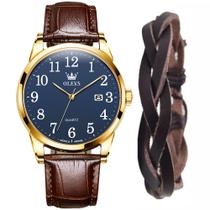 Kit Relógio Masculino Analógico Gold Luxo + Bracelete Kit Relógio Masculino Analógico Gold Luxo + Bracelete