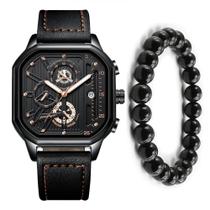 Kit Relógio Masculino Casual Luxo Cronógrafo Mais Pulseira