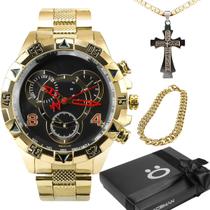 Kit Relógio Masculino + Corrente Dourada - Di Fiore Store