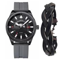 Kit Relógio Masculino Curren Analógico Esportivo + Bracelete Kit Relógio Masculino Curren Analógico Esportivo + Bracelete