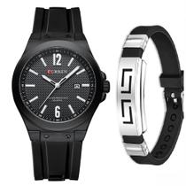 Kit Relógio Masculino Curren Luxo Esportivo Com Pulseira Aço e Silicone Kit Relógio Masculino Curren Luxo Esportivo Com Pulseira Aço e Silicone