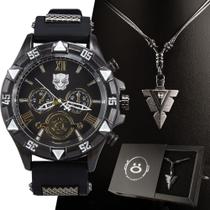 Kit relógio masculino de pulso Pantera negra Personalizado Wakanda Black Dia dos Pais - Orizom