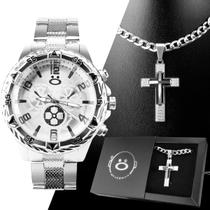 Kit Relógio Masculino personalizado aço inox presente