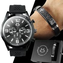 Kit Relógio Masculino personalizado silicone presente envio - Orizom