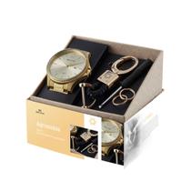 Kit Relógio Masculino Profissões Agronomia Dourado
