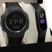 Kit Relógio Masculino QUEBEC Digital DG005 - Preto e Negativo + Relógio M4