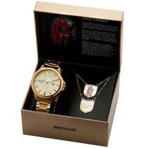Kit Relógio Masculino Seculus Com Colar Santo Expedito Kit Relógio Masculino Seculus Com Colar Santo Expedito