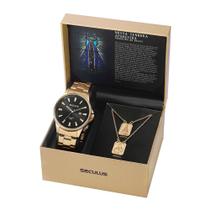 Kit Relógio Masculino Seculus Kit Relógio Seculus Com Escapulário nossa senhora Aparecida