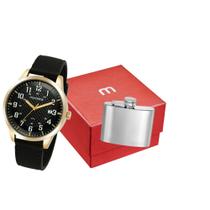 Kit Relógio Masculino Silicone Dourado Com Cantil - Mondaine
