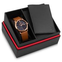 Kit Relógio Masculino Technos 2115UBQ-K0A Analógico Couro Rosê Kit Relógio Masculino Technos 2115UBQ-K0A Analógico Couro Rosê