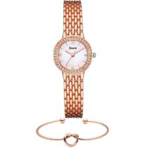 Kit Relógio Mini Feminino Luxo Rose Pedra Strass + Pulseira Kit Relógio Mini Feminino Luxo Rose Pedra Strass + Pulseira