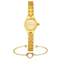 Kit Relógio Mini Luxo Dourado Feminino + Pulseira Bracelete Kit Relógio Mini Luxo Dourado Feminino + Pulseira Bracelete