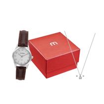 Kit Relógio Mondaine Clássico Marrom com Ponto de Luz Prata - 32794L0MKNH2 Kit Relógio Mondaine Clássico Marrom com Ponto de Luz Prata - 32794L0MKNH2