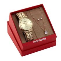 Kit Relógio Mondaine Dourado Feminino 32598Lpmkde1K1