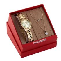 Kit Relógio Mondaine Dourado Feminino 32611Lpmkde1K1