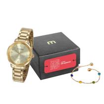 Kit Relógio Mondaine Dourado Feminino 53657LPMVDE1K2