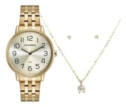 Kit Relógio Mondaine Dourado Feminino Colar Semi Joia Kit Relógio Mondaine Dourado Feminino Colar Semi Joia