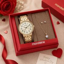 Kit Relógio Mondaine Feminino Analógico Dourado 32599LPMKDE1K1 + Semi Joias Kit Relógio Mondaine Feminino Analógico Dourado 32599LPMKDE1K1 + Semi Joias