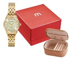 Kit Relógio Mondaine Feminino Clássico Dourado + Porta Joias