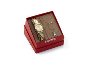 Kit Relógio Mondaine Feminino Colar Cristal 32720LPMKDE1K1