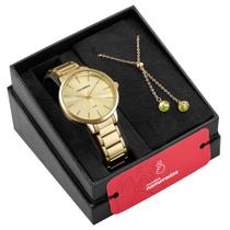 Kit Relógio Mondaine Feminino Colar Pedras 32499LPMKDE1K2